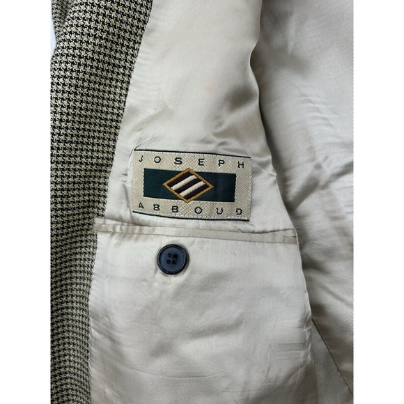 Joseph Abboud Sport Jacket Blazer Mens 42R Wool Silk Houndstooth Gold Black - Picture 11 of 16